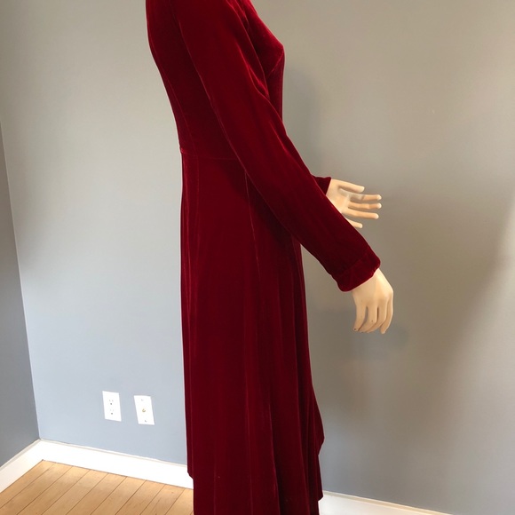 NWT Akris Punto Red Velvet V-Neck Midi Dress Sz 2 - Picture 10 of 16